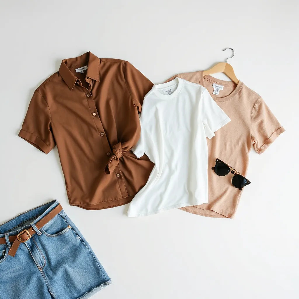 Crisp blouse and casual tees styled with denim for effortless everyday outfits