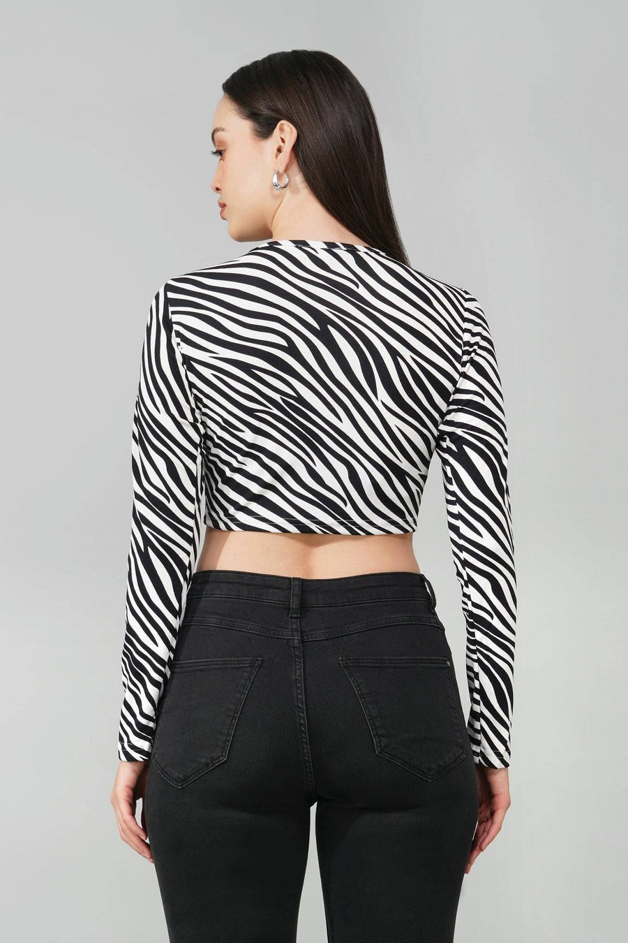 Black and White Zebra Print Crop Top