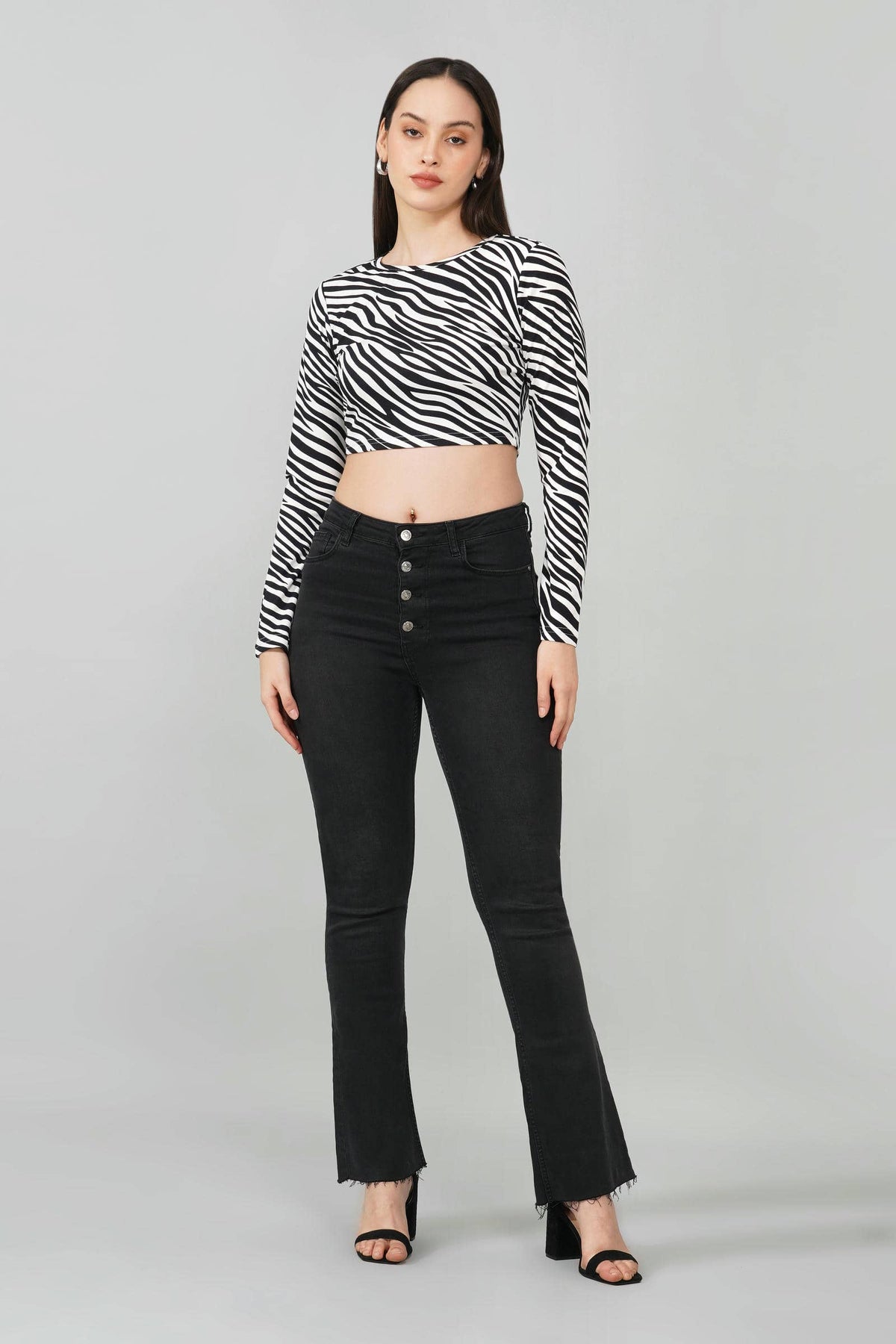 Black and White Zebra Print Crop Top