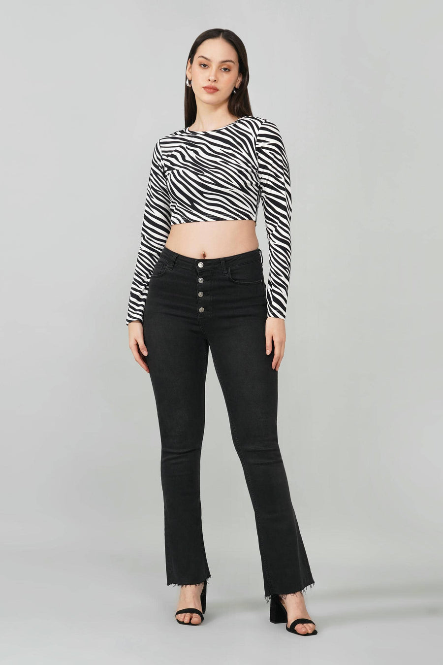 Black and White Zebra Print Crop Top