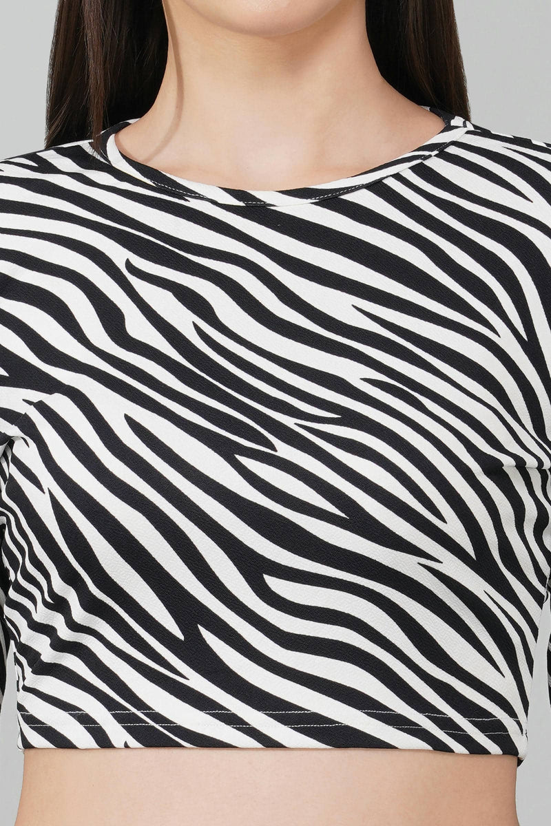 Black and White Zebra Print Crop Top