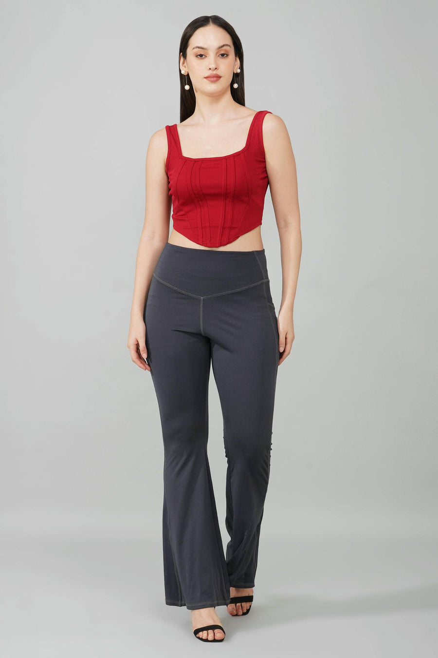 Maroon Corset Crop Top