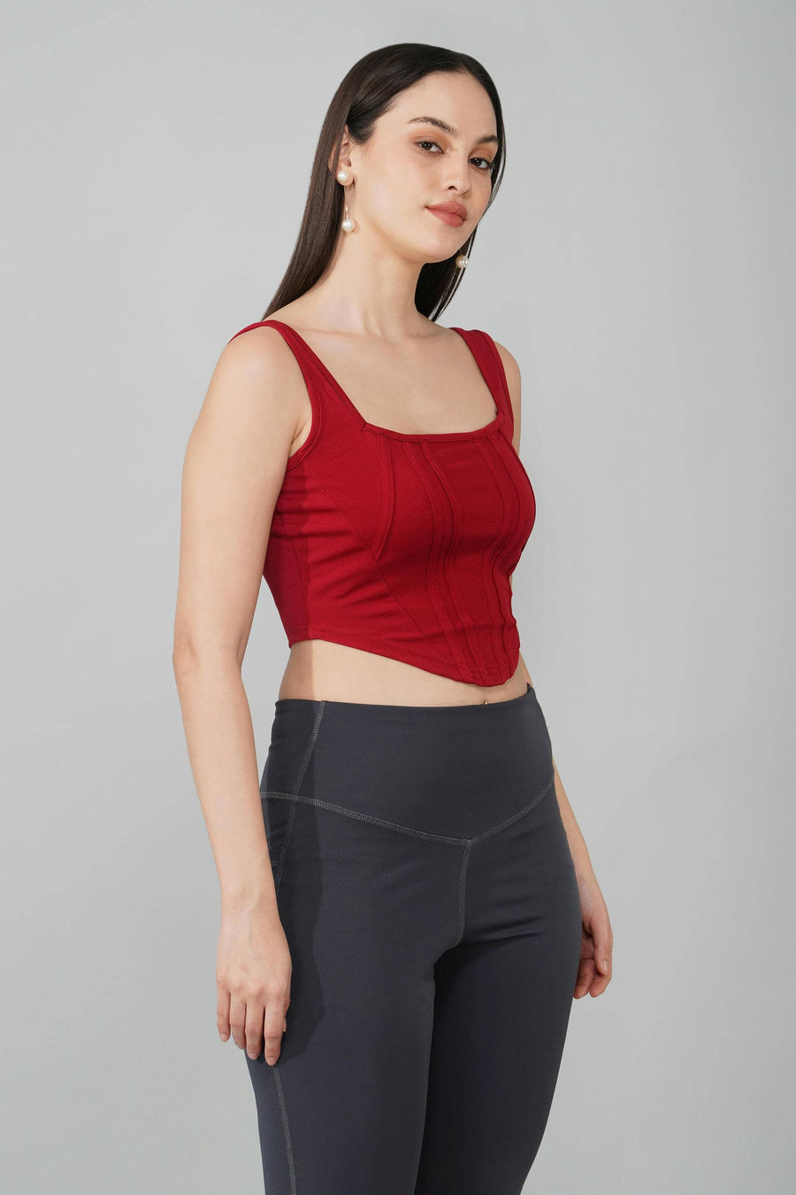 Maroon Corset Crop Top