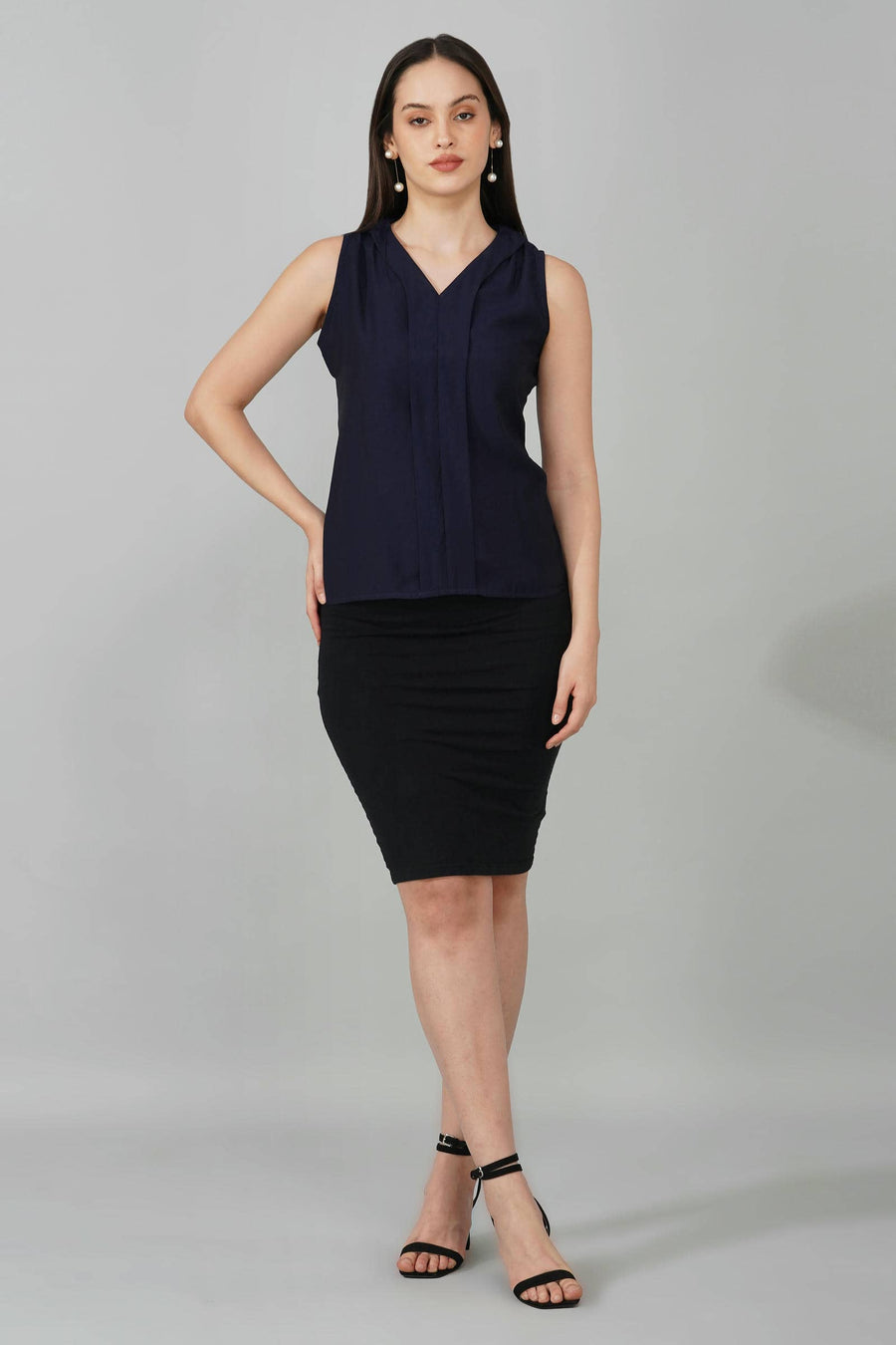 Navy Blue Sleeveless Top