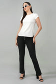 White Casual Round Neck Top
