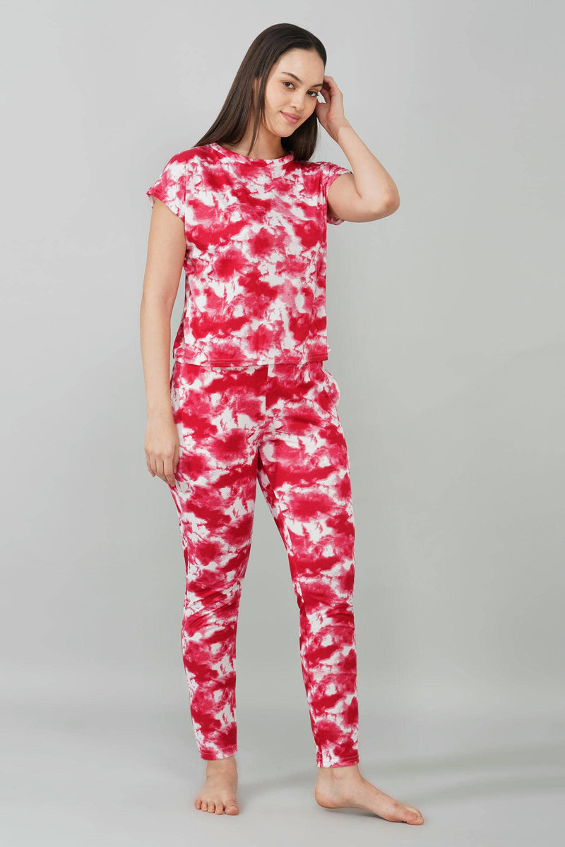 Red Tie-Dye Coord Set