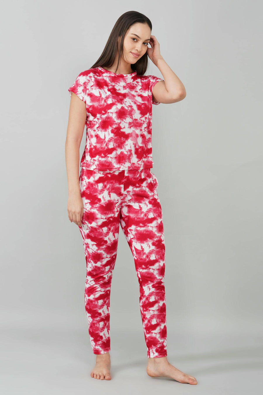 Red Tie-Dye Coord Set