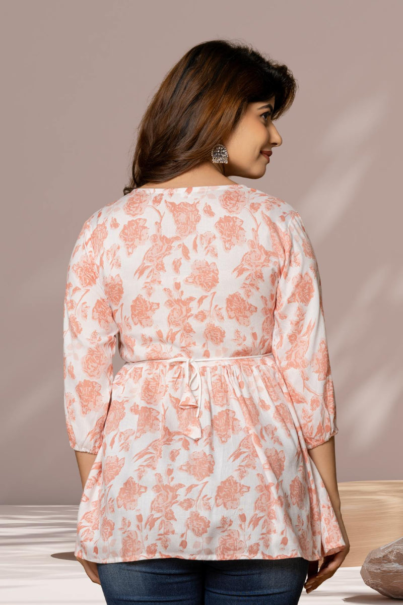 Peach Floral Peplum Top