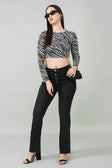 Grey Zebra Print Crop Top