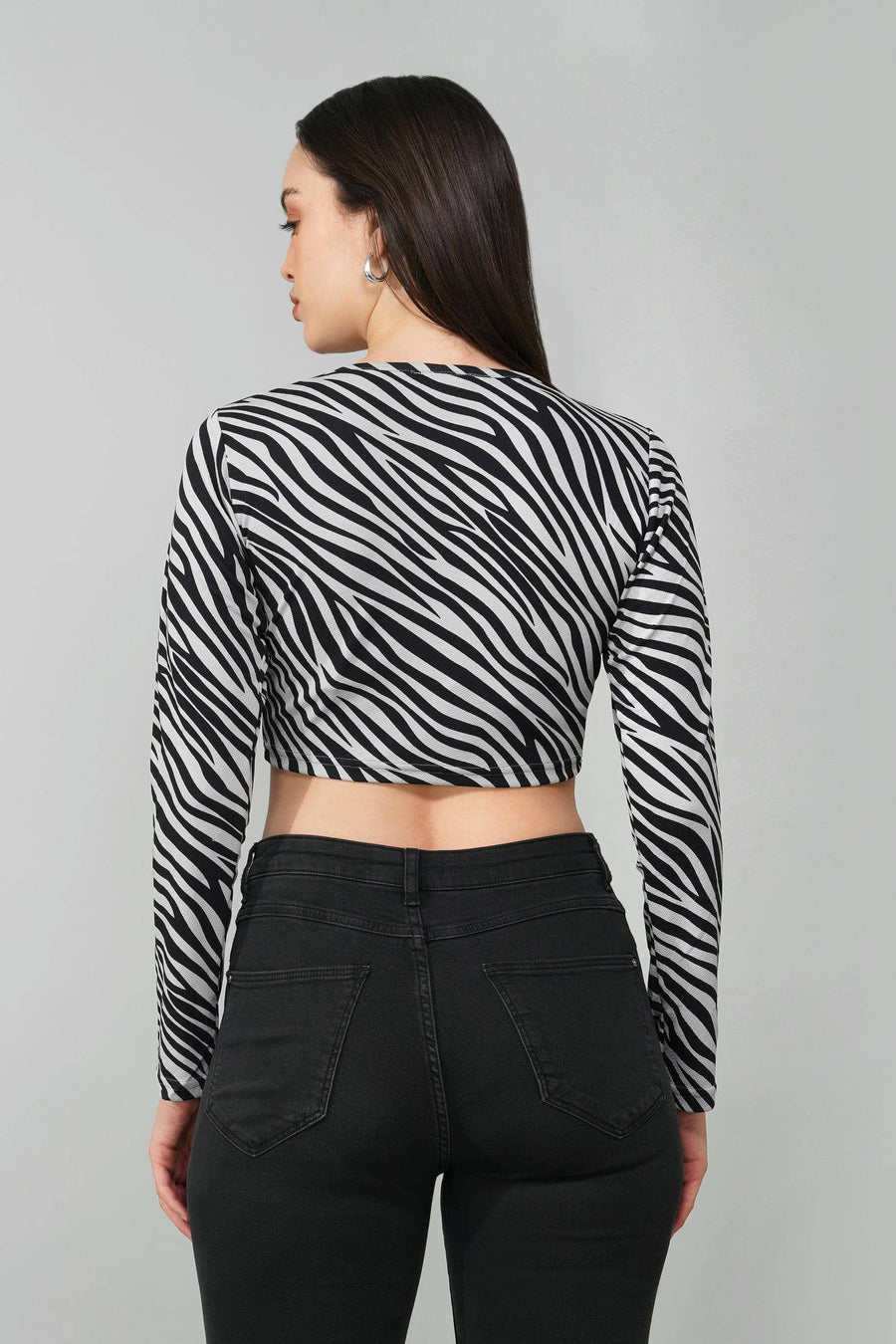 Grey Zebra Print Crop Top