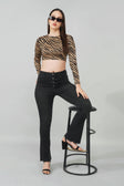 Beige Zebra Print Crop Top