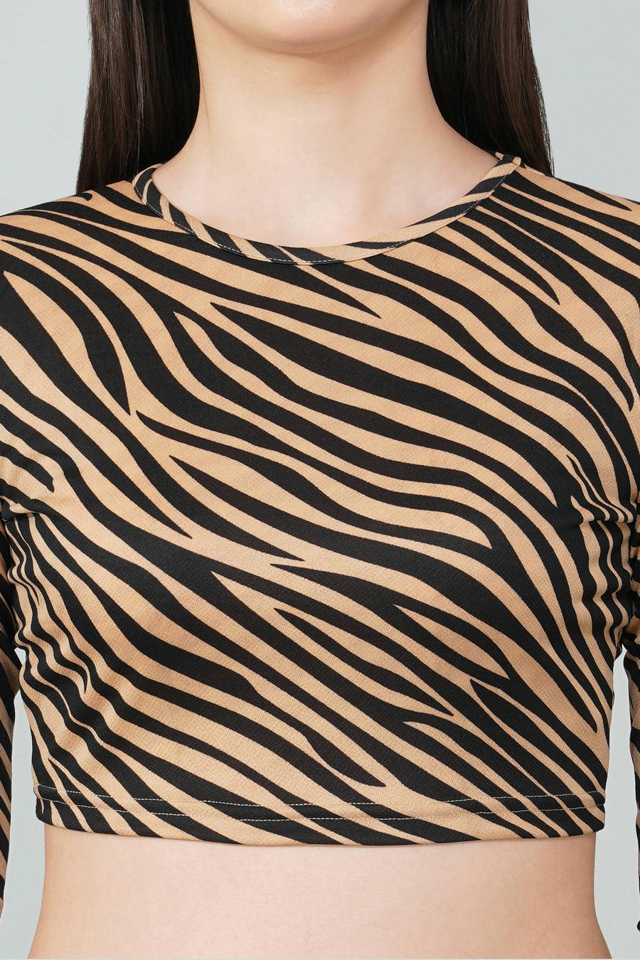 Beige Zebra Print Crop Top