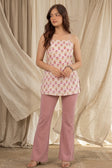 Pink Floral Short Kurti Top