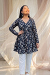Midnight Bloom Floral Flared Top
