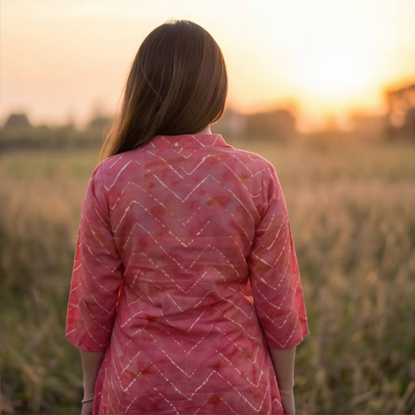 Pink Handcrafted Bandhani Print Co-ord Set