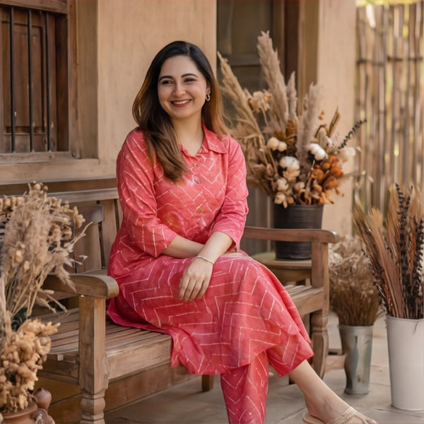 Pink Handcrafted Bandhani Print Co-ord Set