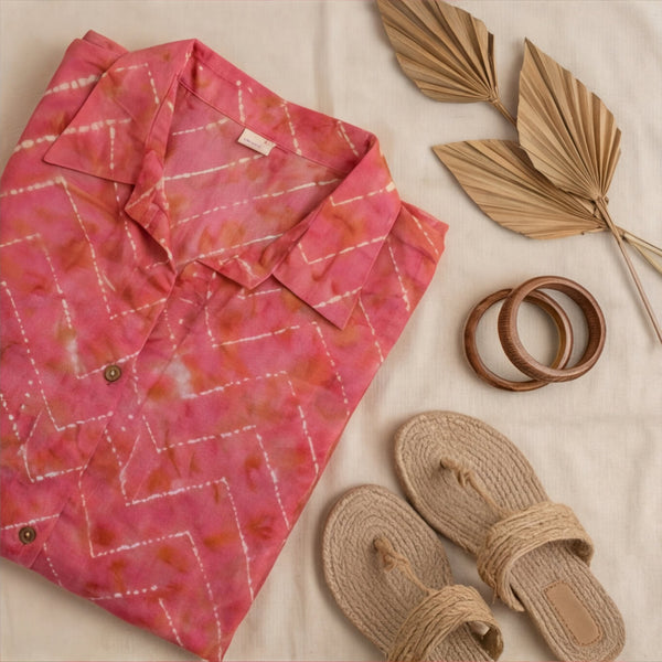 Pink Handcrafted Bandhani Print Co-ord Set