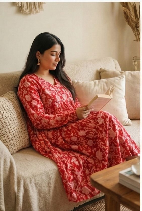 Red Petal Flare Top