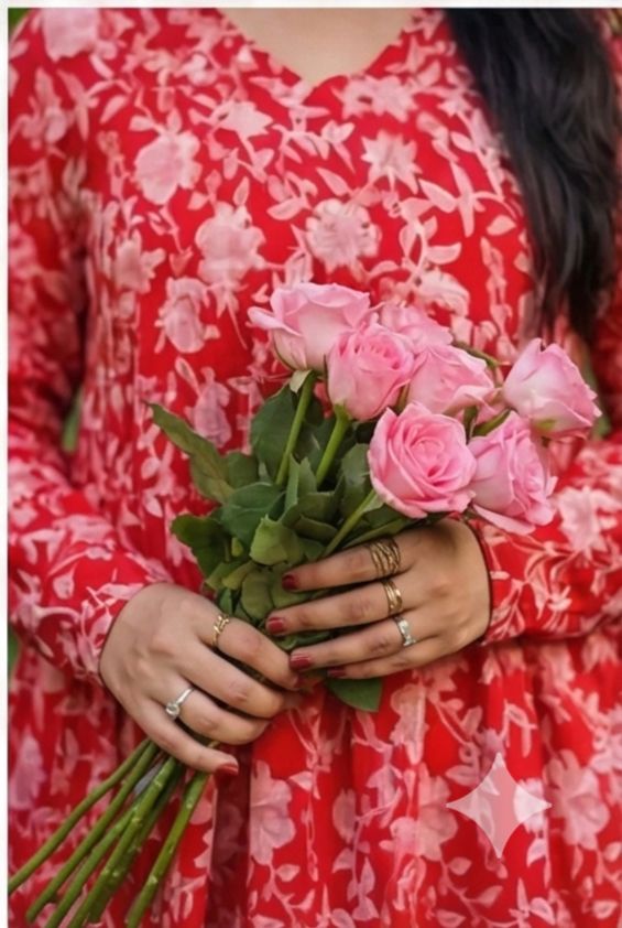 Red Petal Flare Top
